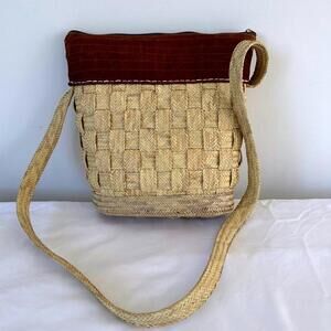 Jaga Unique Natural Straw & Suede Tote Bag